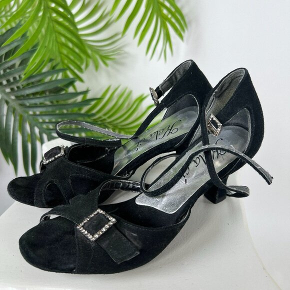 Vintage Y2K Romantic Grunge Open Toe Fairycore Leather Kitten Dance Heels / 6 - Picture 3 of 7